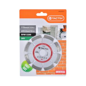 Tactix 13200RPM Universal Heavy Duty Diamond Blade for Fast Cutting Silver 115mm